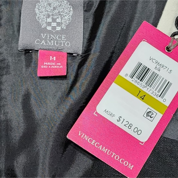 Sleeveless Black Dress White Trim V Neck Casual Party Cocktail - Picture 10 of 11